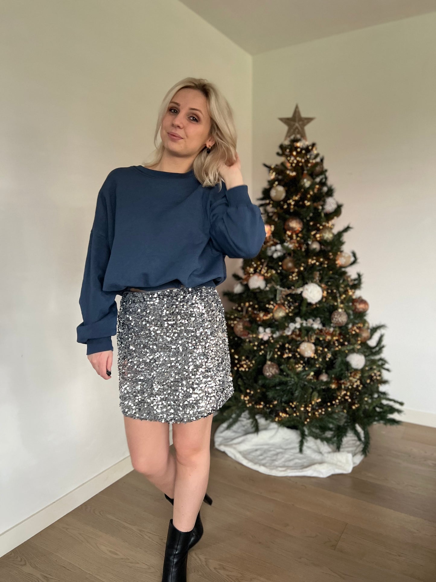 Sequin skirt grey