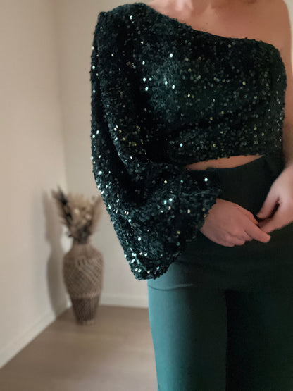 Sequin top green