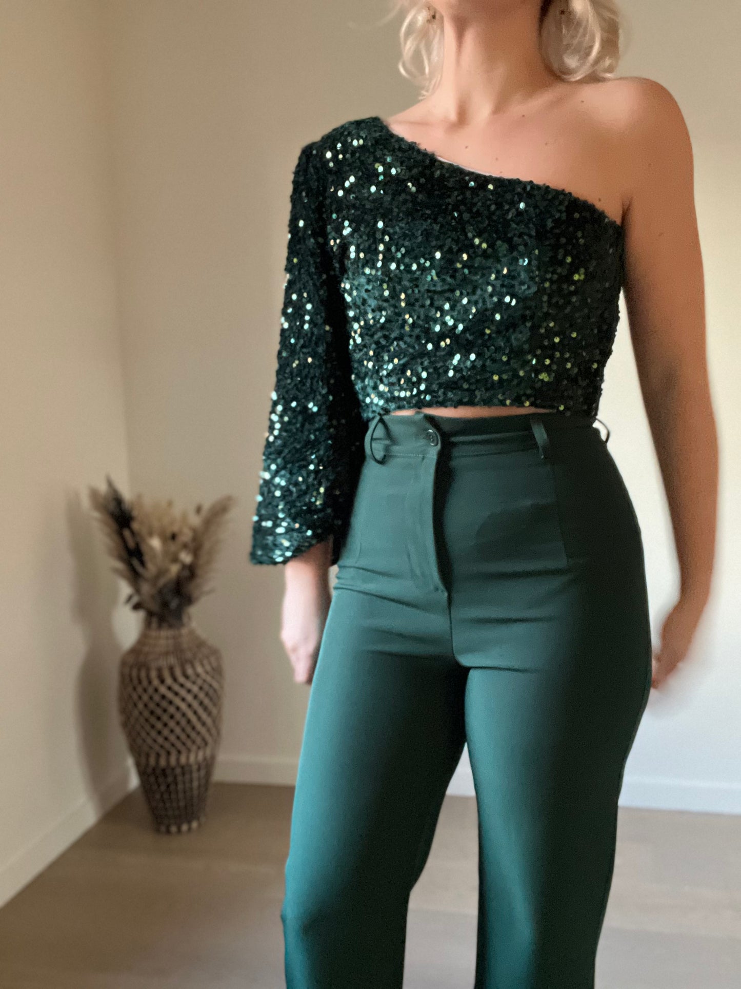 Sequin top green