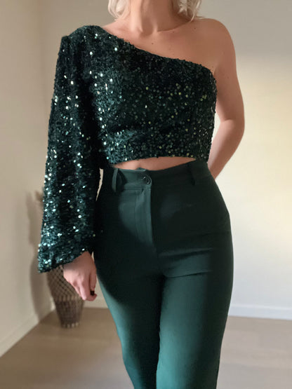 Sequin top green