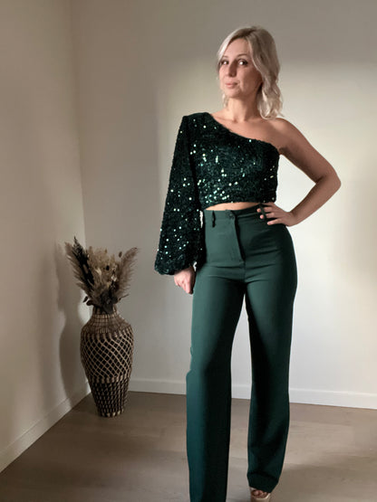 Sequin top green