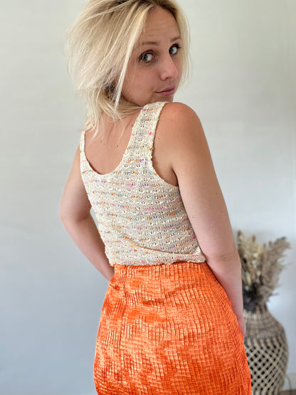 Orange metallic skort