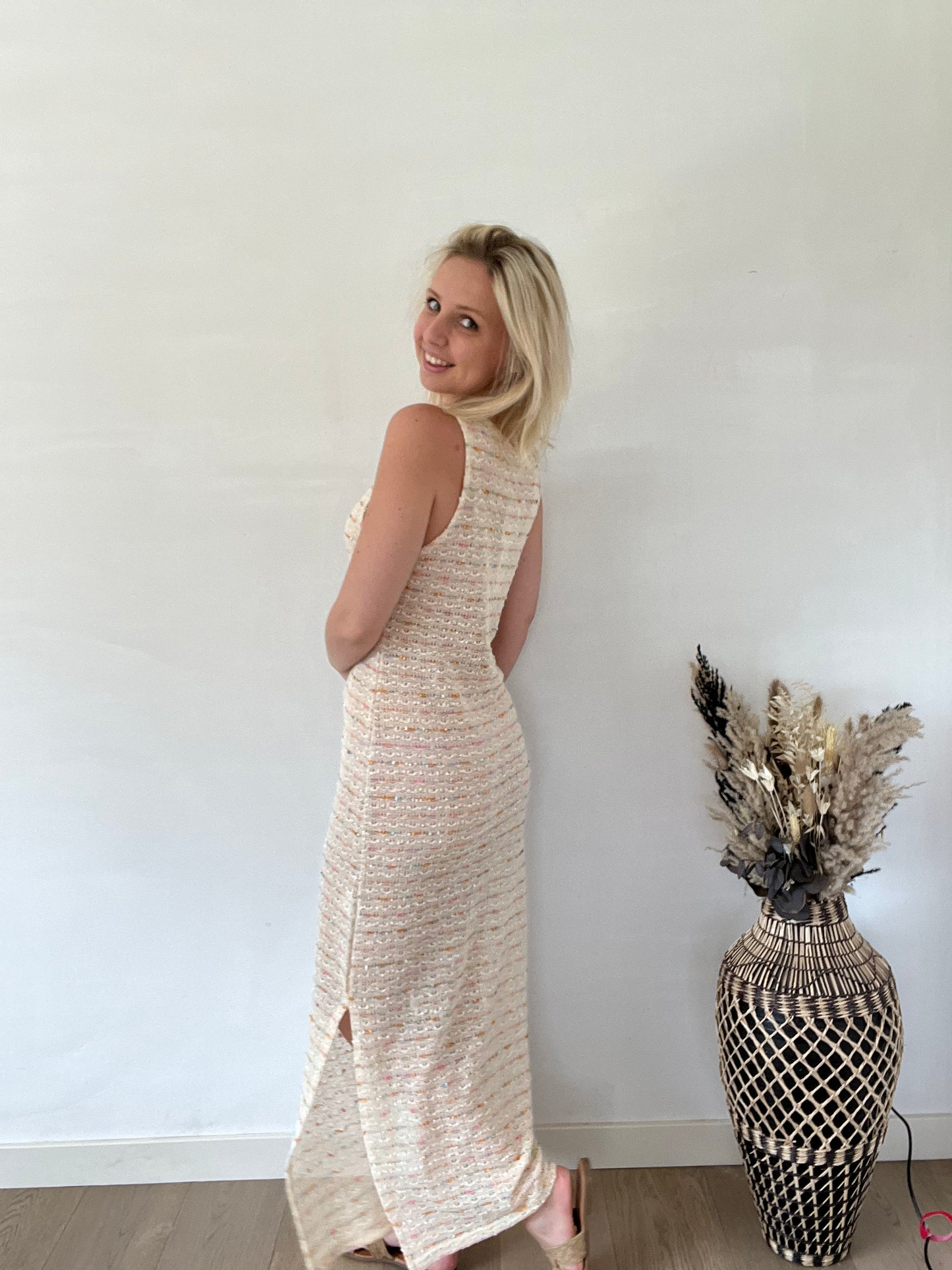 Beige crochet dress