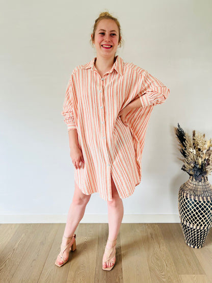 Orange striped cotton dress