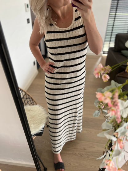 Black striped knit dress sleeveless