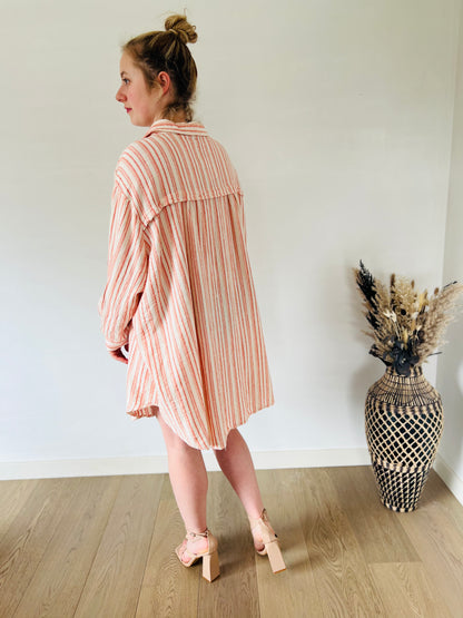 Orange striped cotton dress