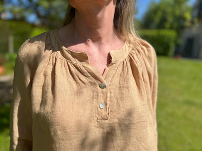 Linnen blouse camel