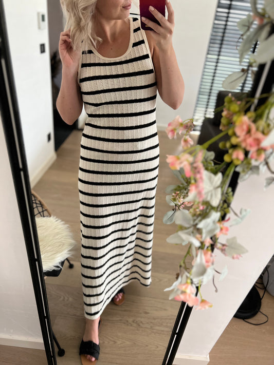 Black striped knit dress sleeveless