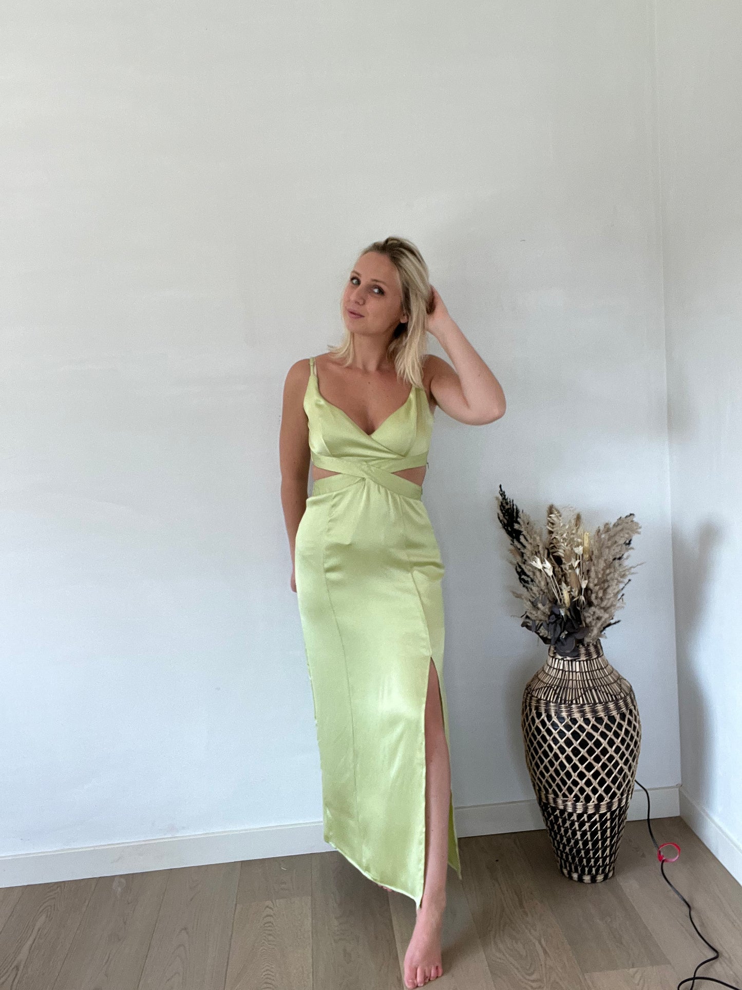 Green cut-out dress