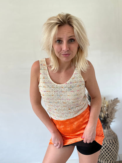 Orange metallic skort