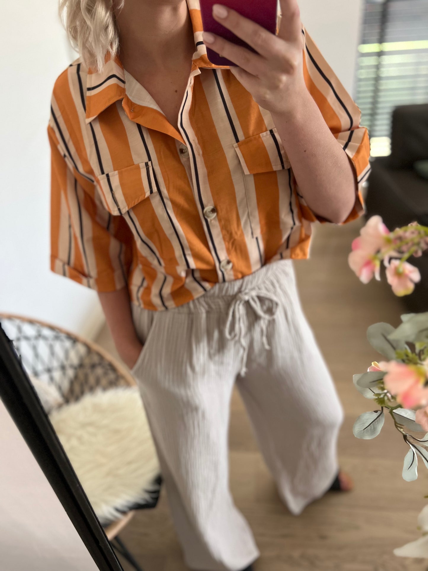 Orange striped shirt