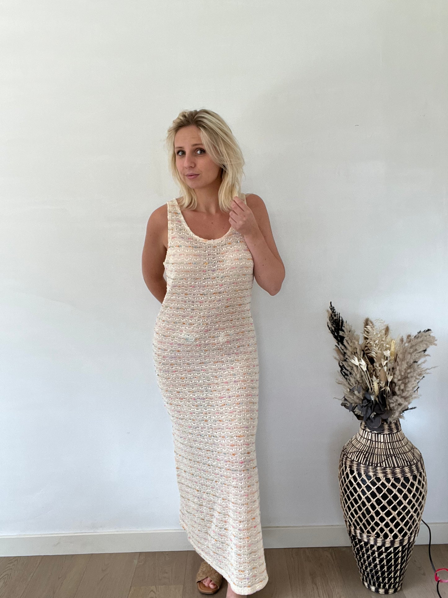 Beige crochet dress