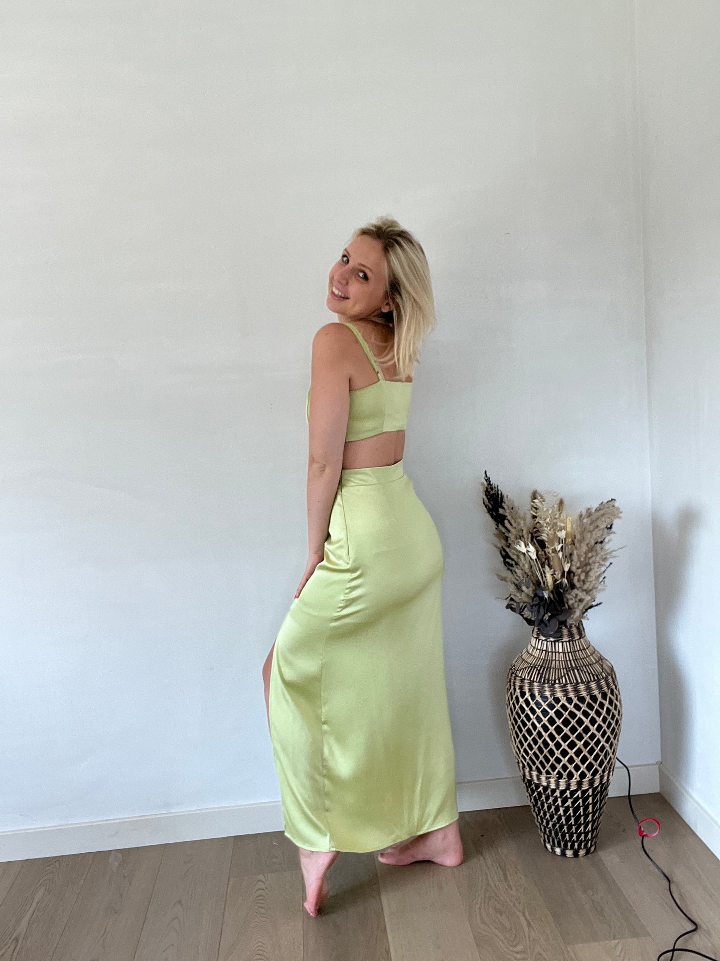 Green cut-out dress