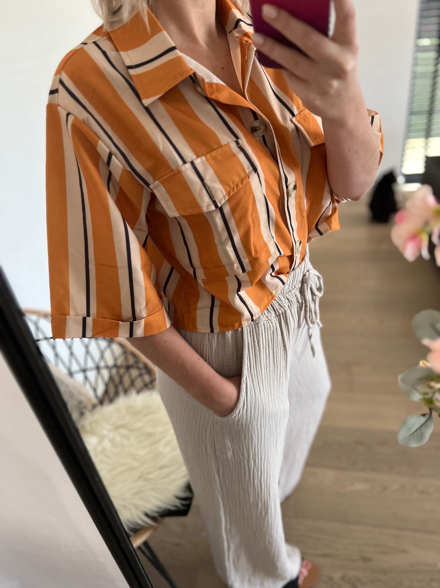 Orange striped shirt