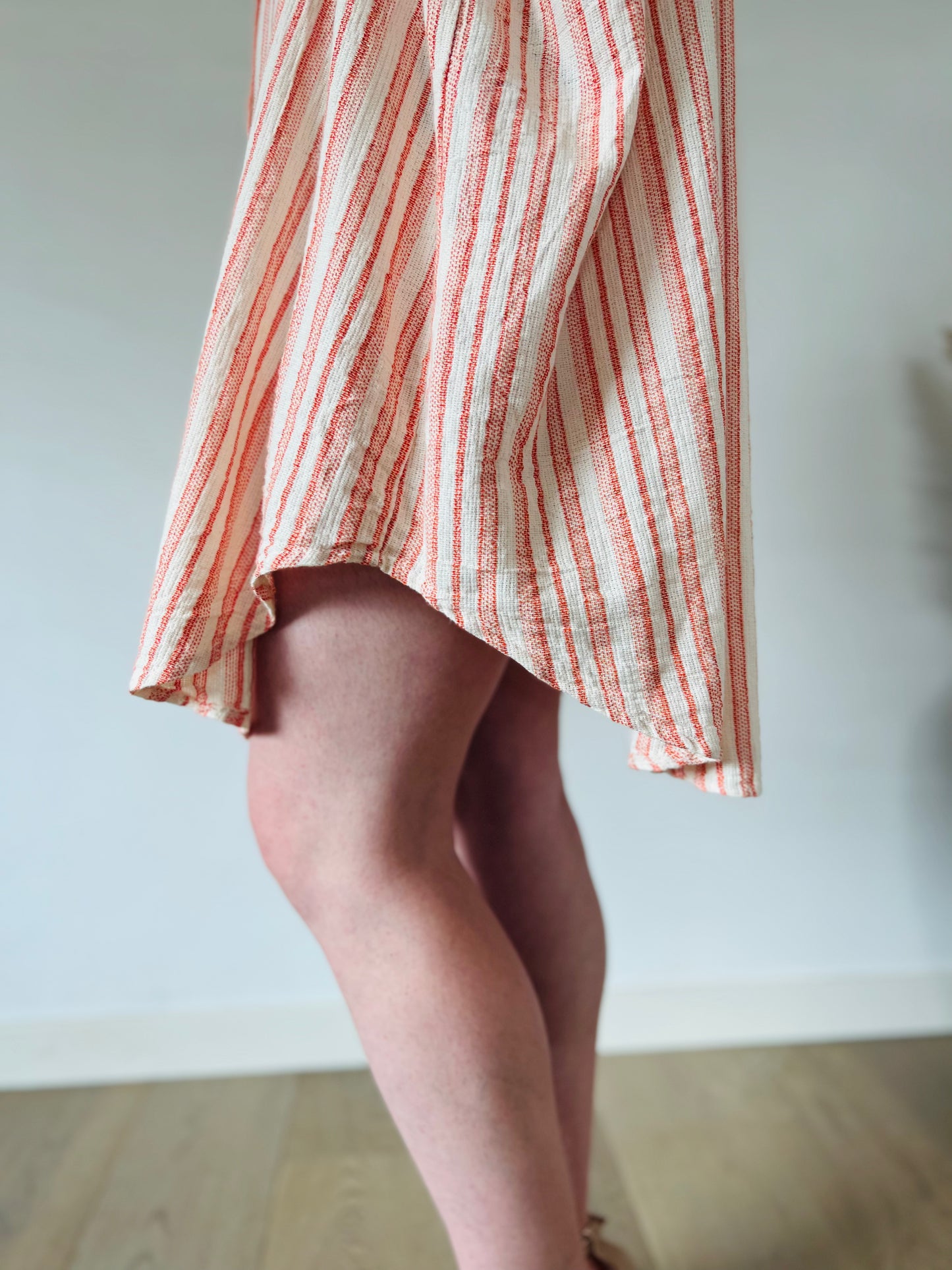 Orange striped cotton dress