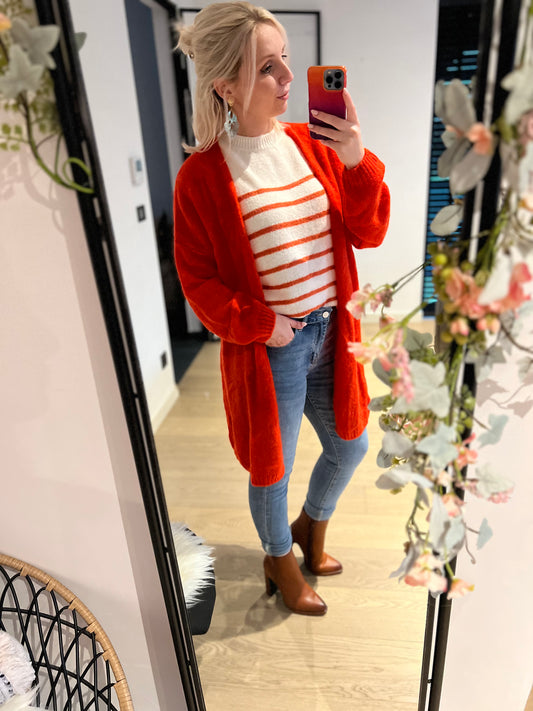 Julia mohair cardigan orange-red