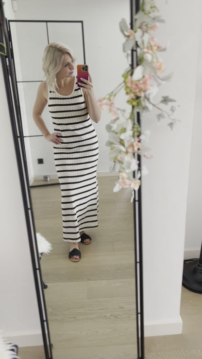 Black striped knit dress sleeveless