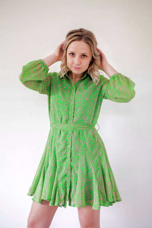 Green wrap dress