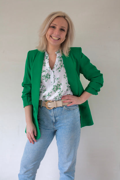 Green ruffle top