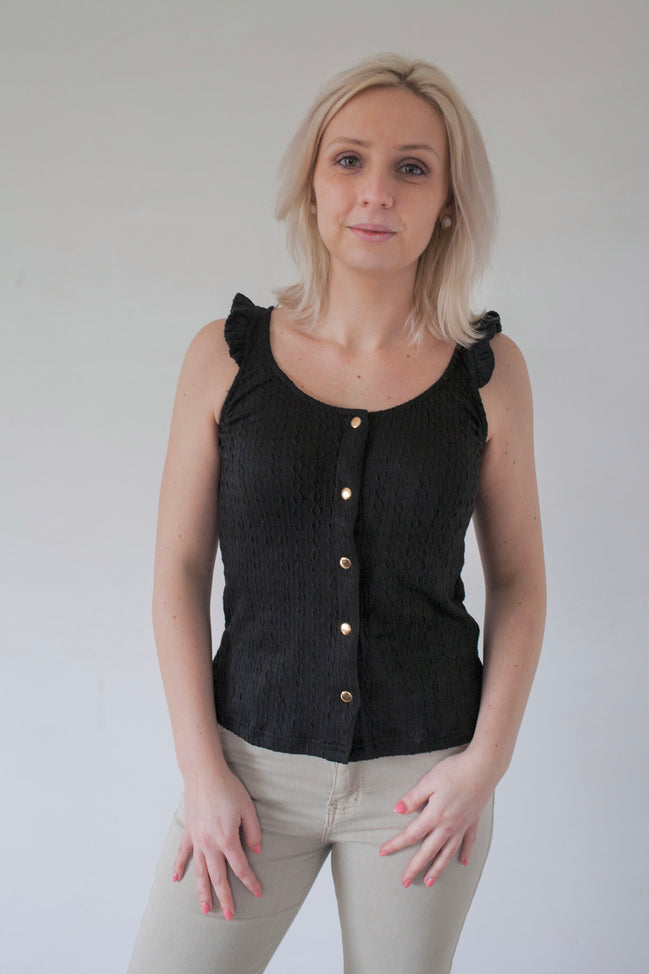 Black top ruffles