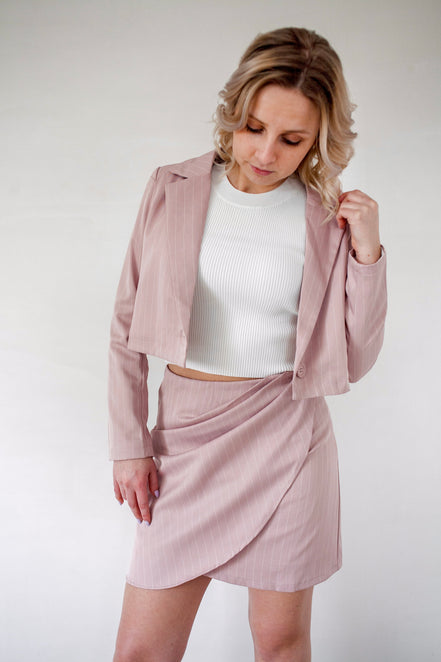 Striped crop blazer set