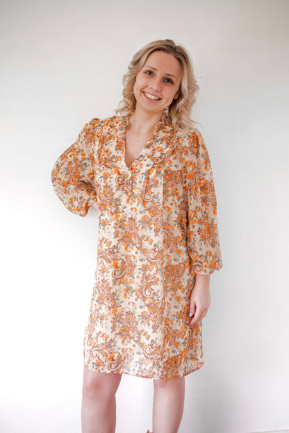 Paisley dress orange