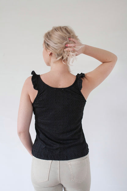 Black top ruffles