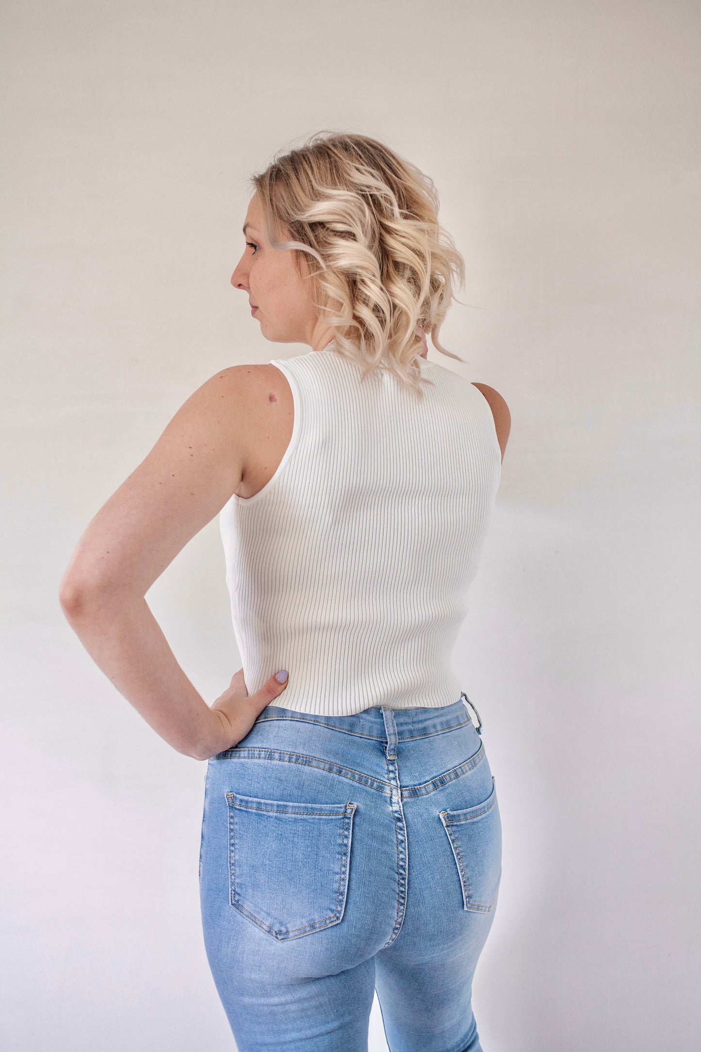 Striped crop top white