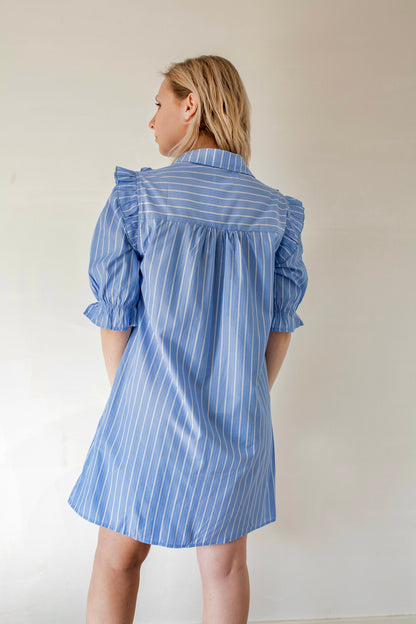 Robe chemise rayée à franges