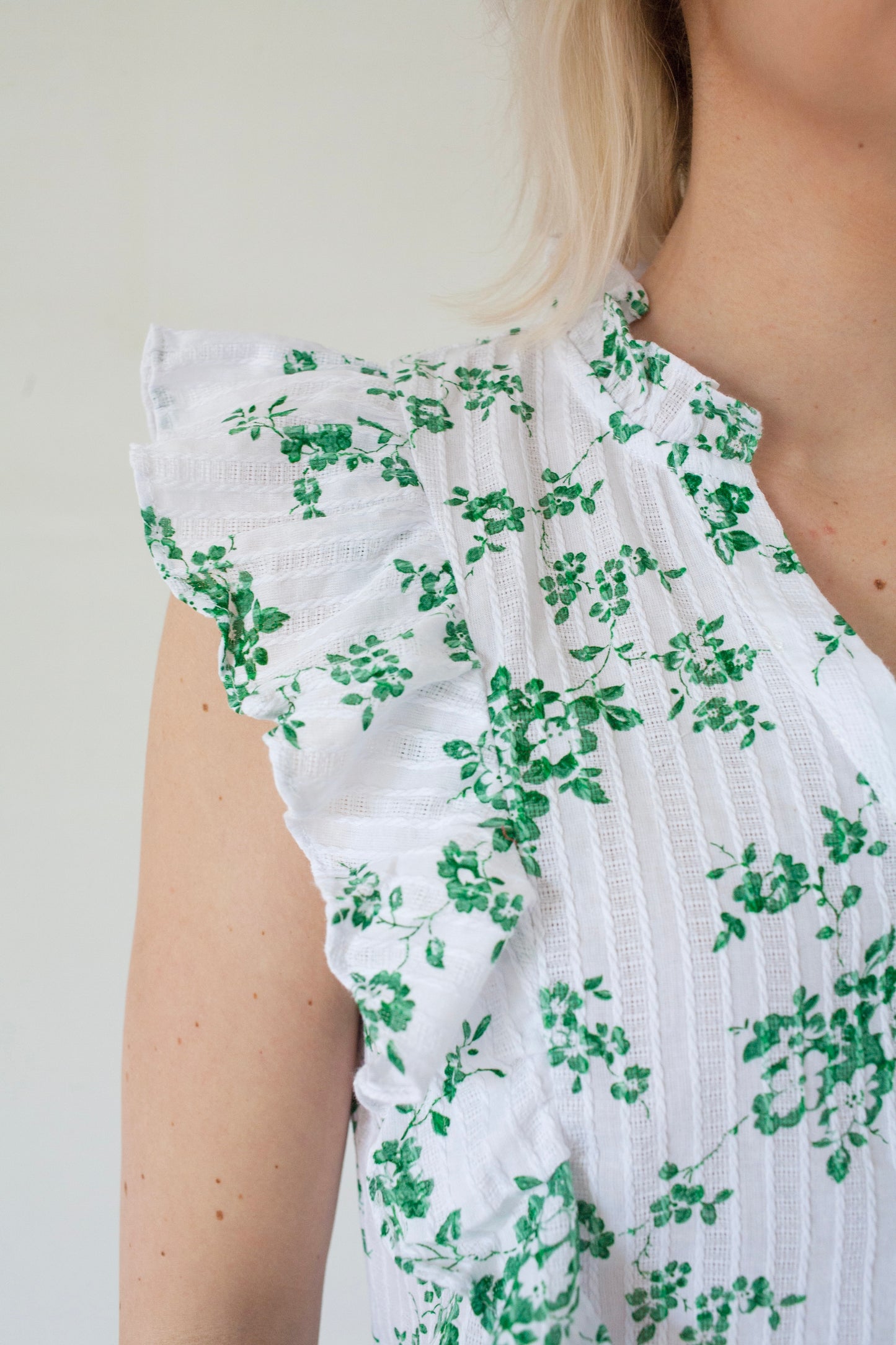 Green ruffle top