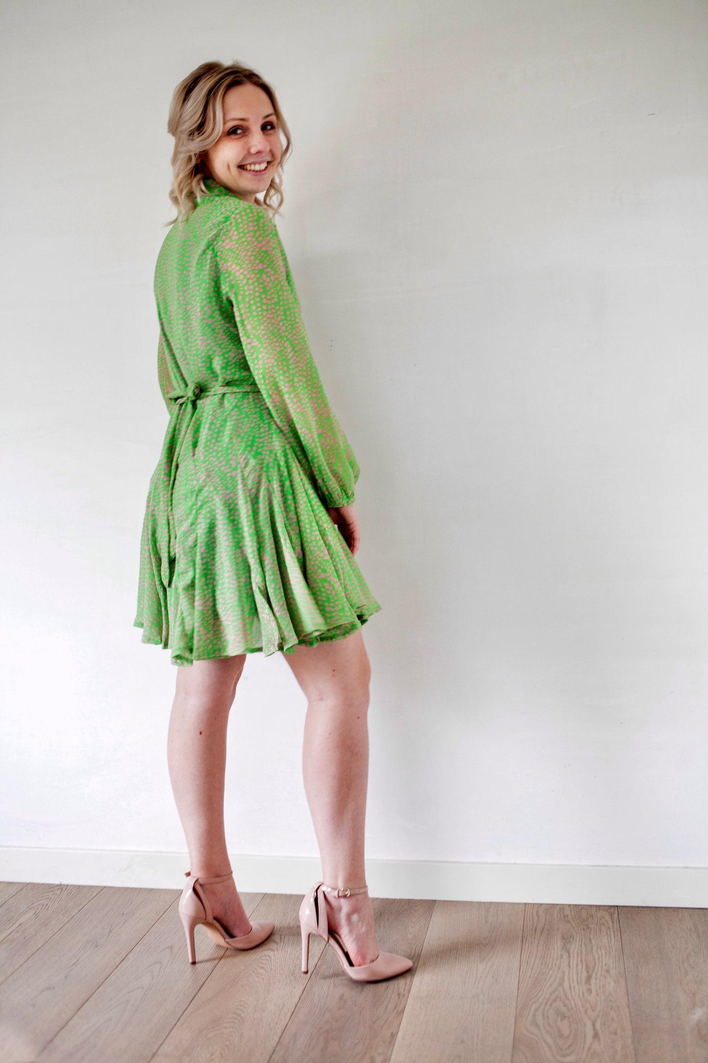 Green wrap dress