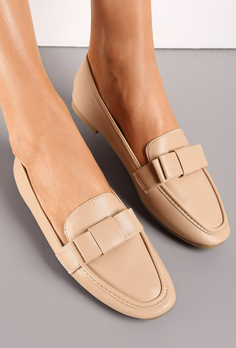 Bow moccasins beige